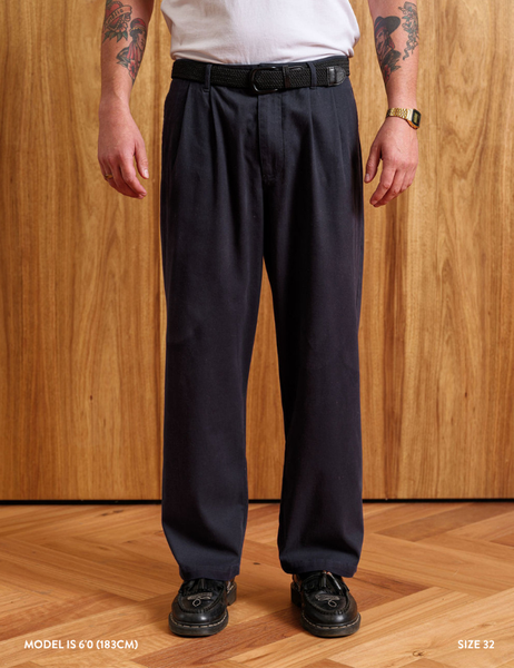 Brooklyn Pleated Pant - Navy – Mr Simple