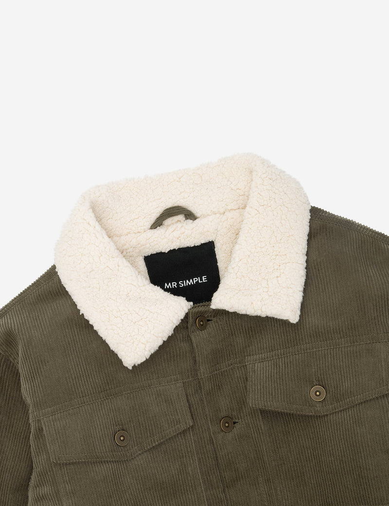 Cord Sherpa Jacket - Olive