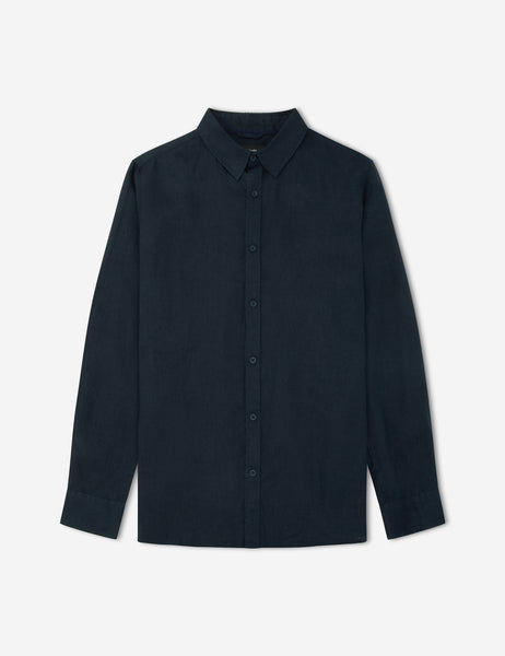 Linen Long Sleeve Shirt - Navy XS / NAVY