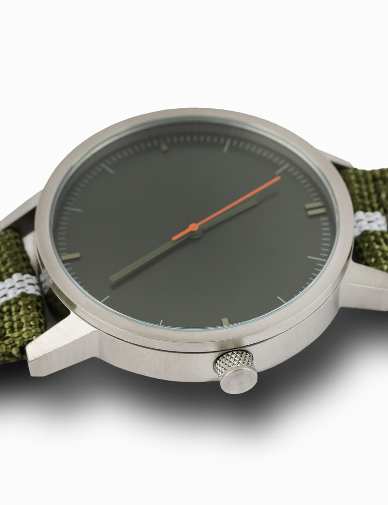 Kent 42mm Watch - Silver/Olive/Olive