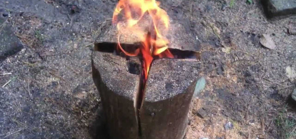 DIY Camping Grill Using Just a Log