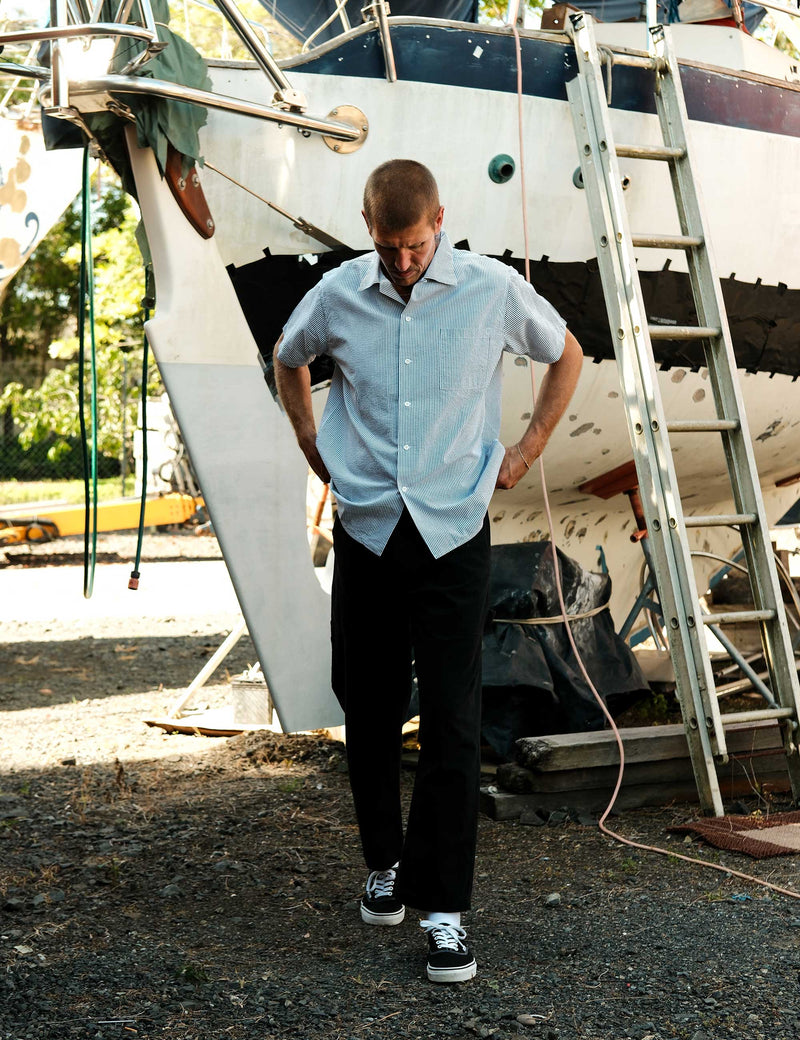 Seersucker Short Sleeve Shirt - Black/White