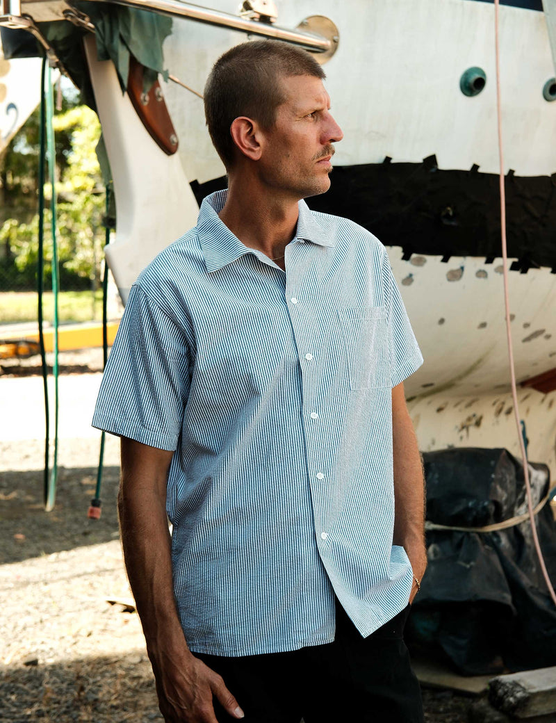 Seersucker Short Sleeve Shirt - Black/White