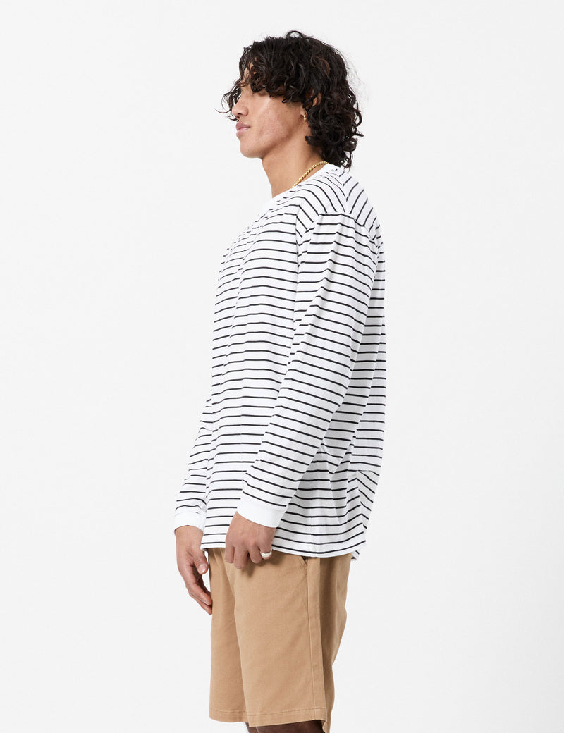 Vanders Longsleeve Breton Stripe Tee - Black White