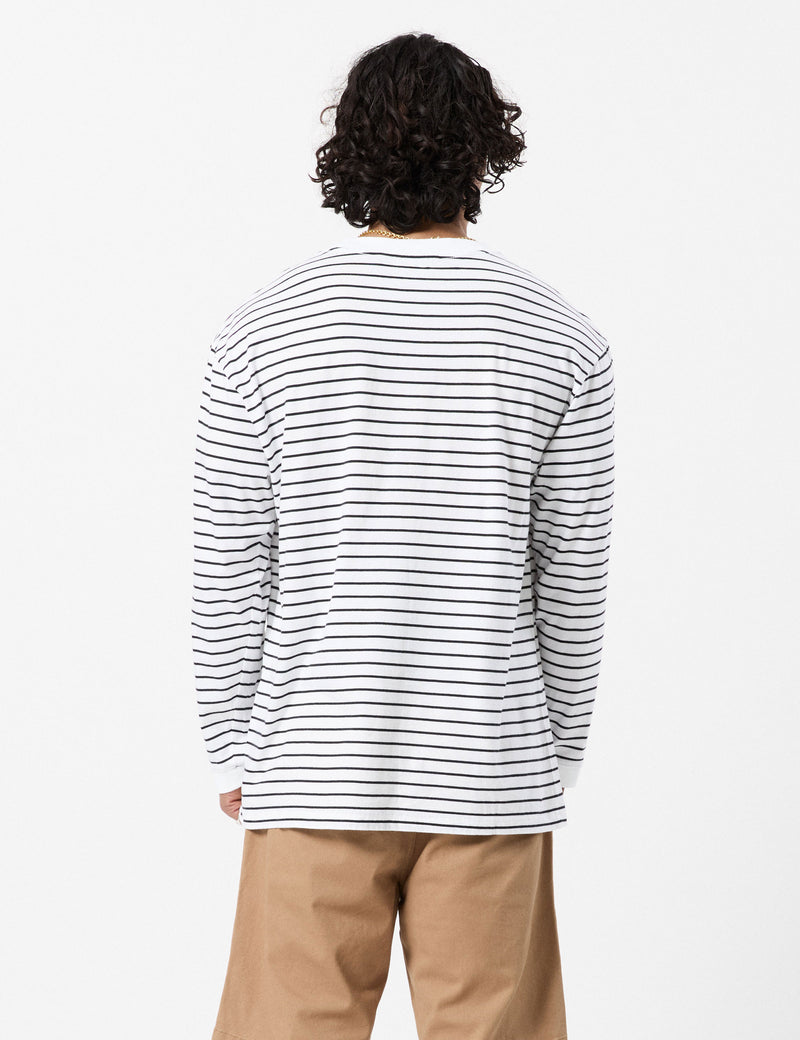 Vanders Longsleeve Breton Stripe Tee - Black White