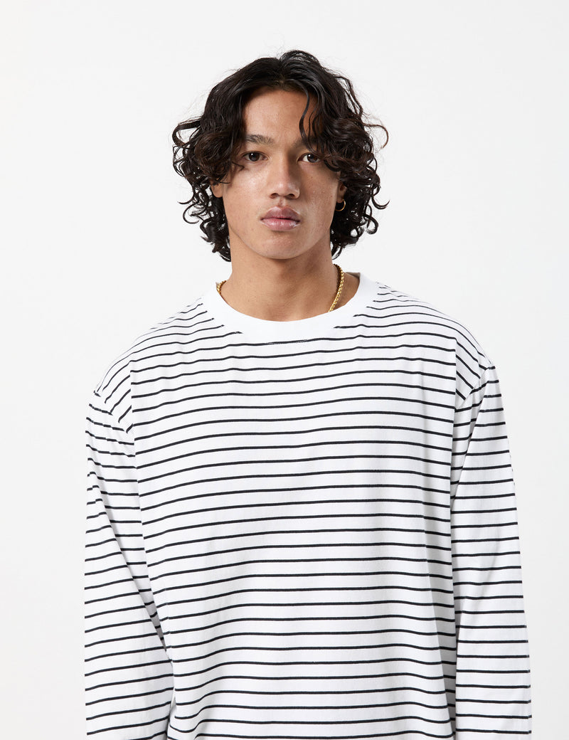 Vanders Longsleeve Breton Stripe Tee - Black White