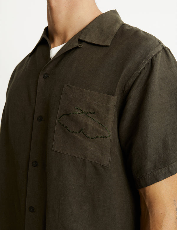 Huck Embroidered Short Sleeve Shirt - Fatigue