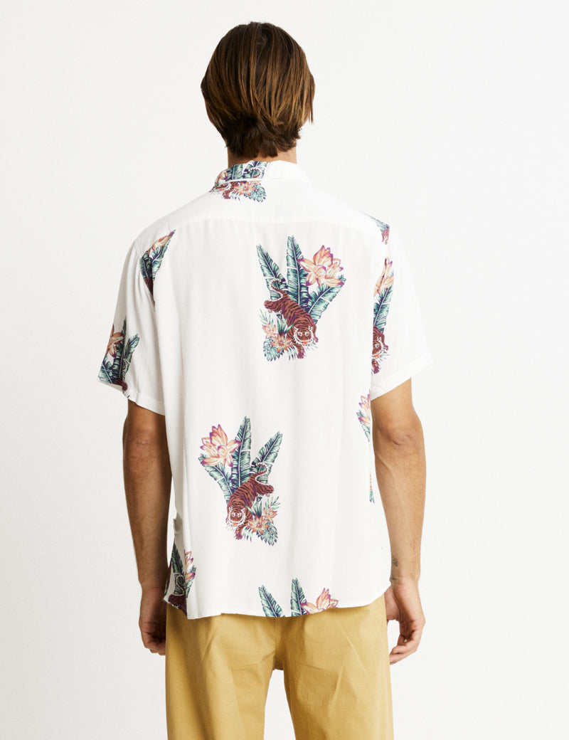 Zed Bowler Shirt - White Tropical Print