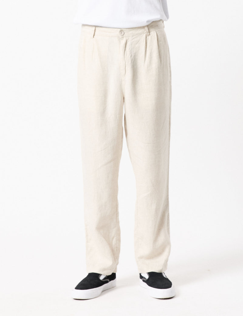 Brooklyn Linen Pleated Pant - Natural