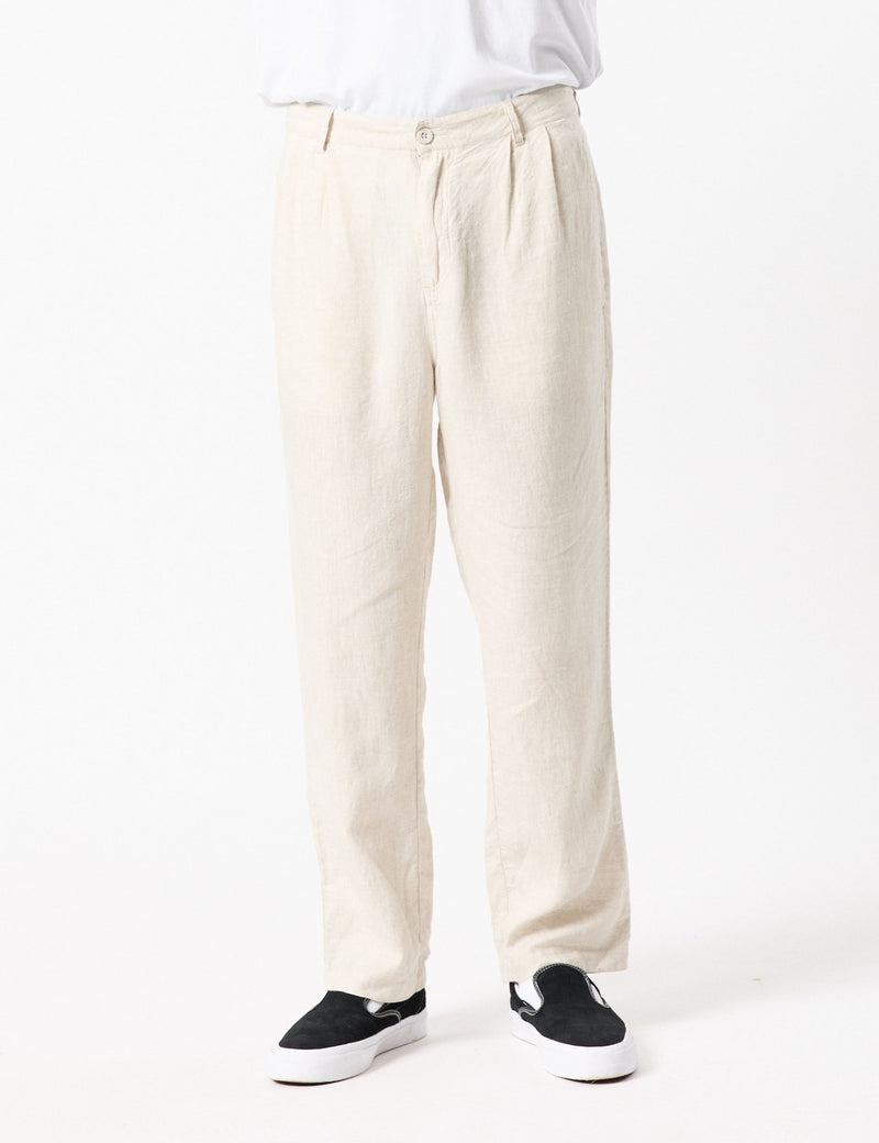 Brooklyn Linen Pleated Pant - Natural