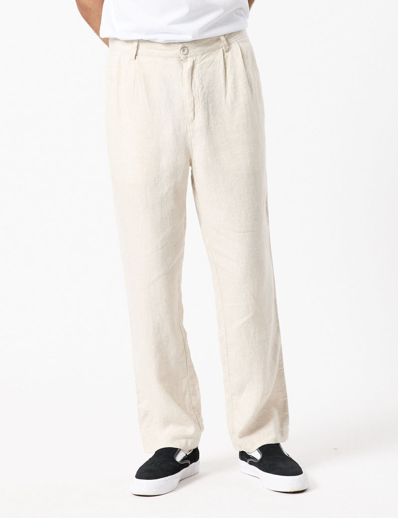 Brooklyn Linen Pleated Pant - Natural