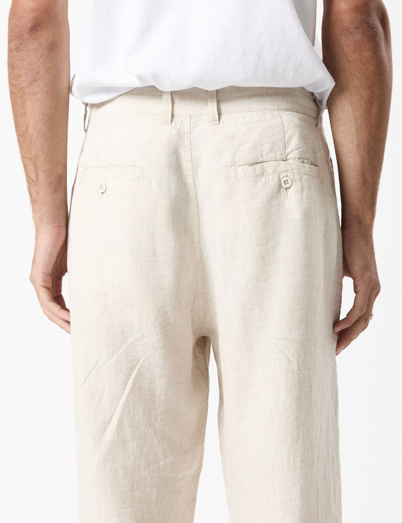 Brooklyn Linen Pleated Pant - Natural