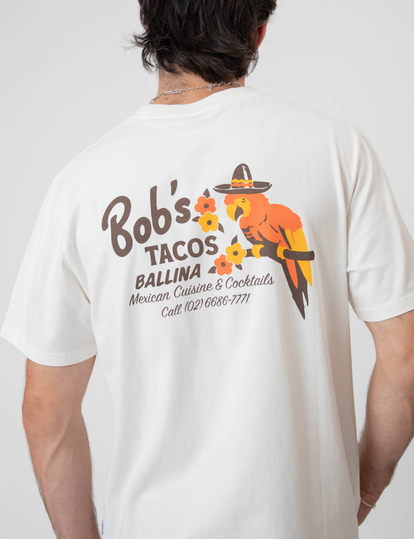 Heavy Weight Tee - Bobs Tacos Vintage White