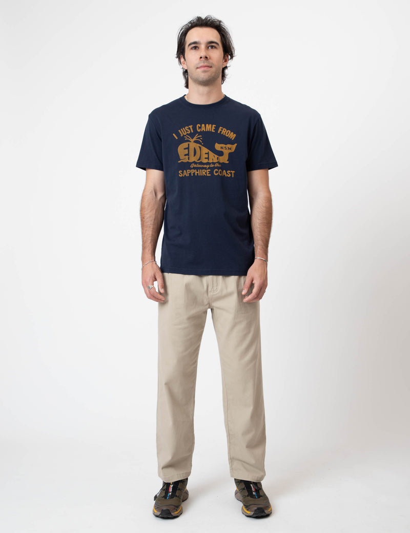 Reginald Organic Print Tee - Eden Navy