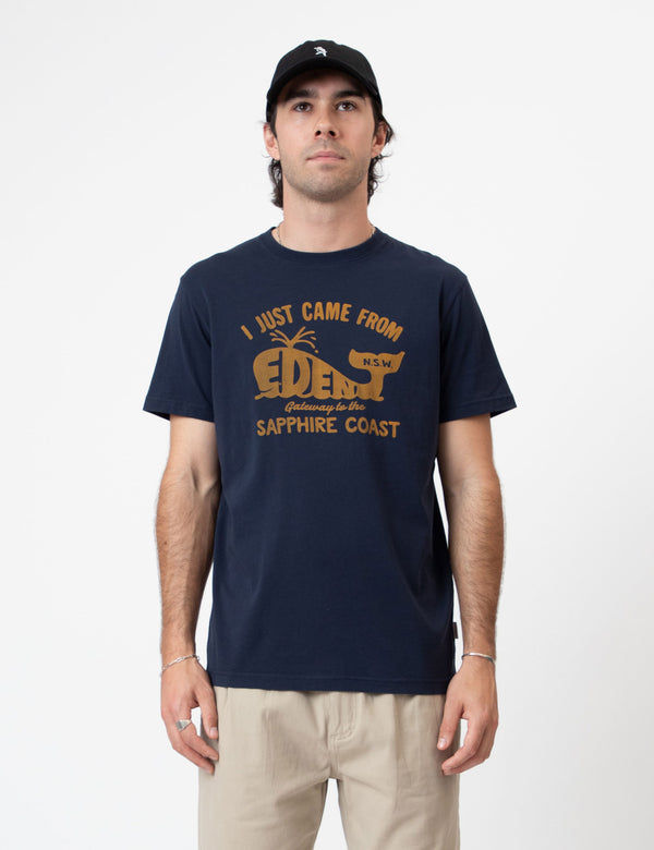 Reginald Organic Print Tee - Eden Navy