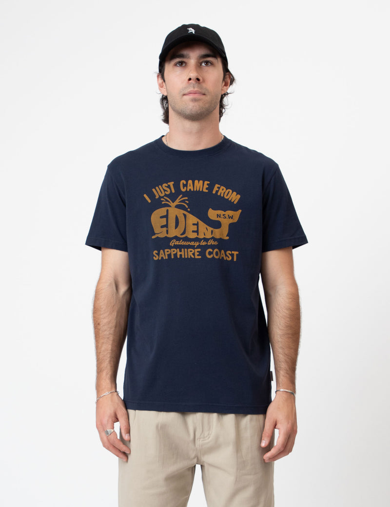 Reginald Organic Print Tee - Eden Navy