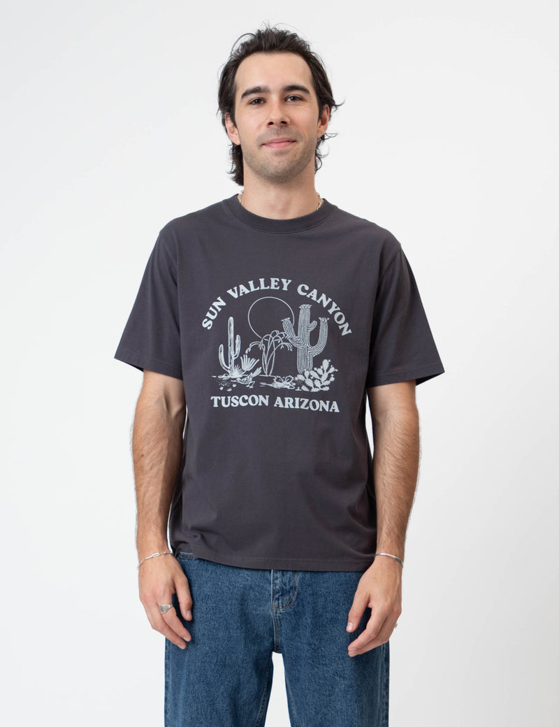 Reginald Organic Print Tee - Sun Valley Vintage Black