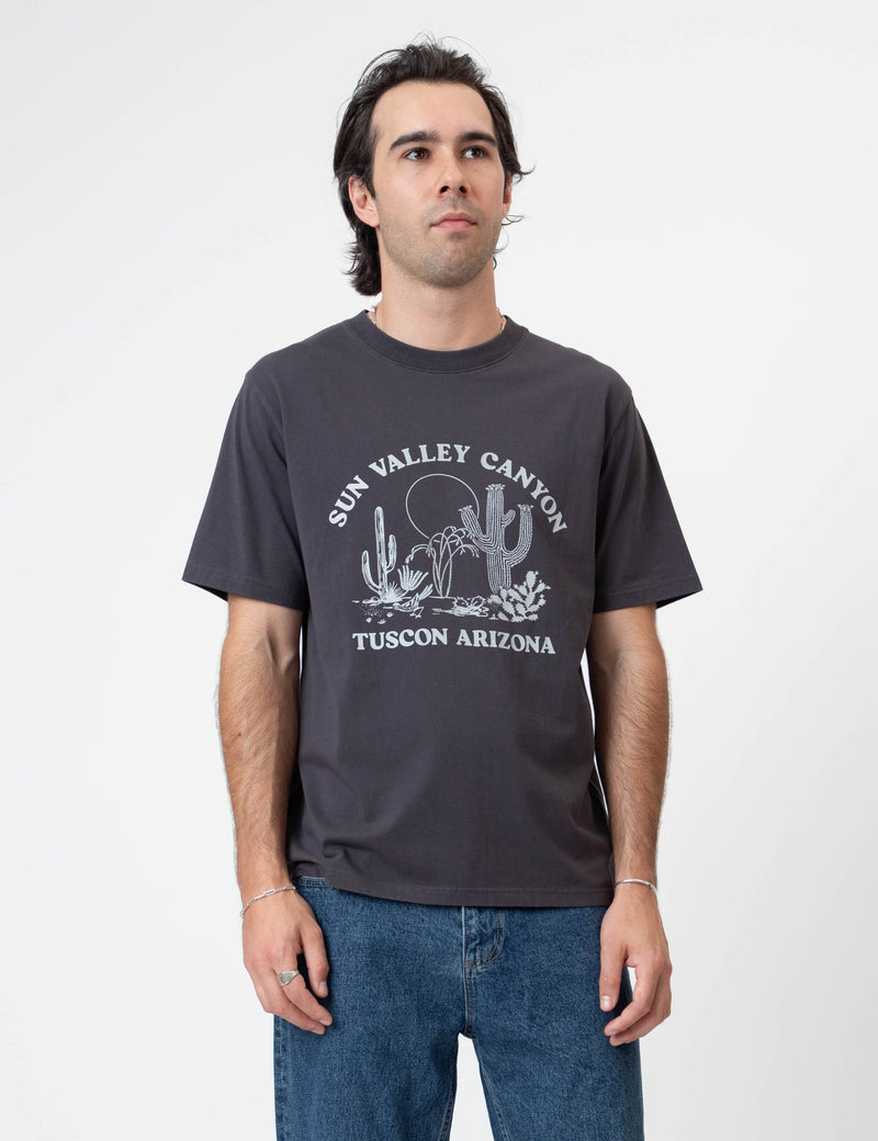 Reginald Organic Print Tee - Sun Valley Vintage Black