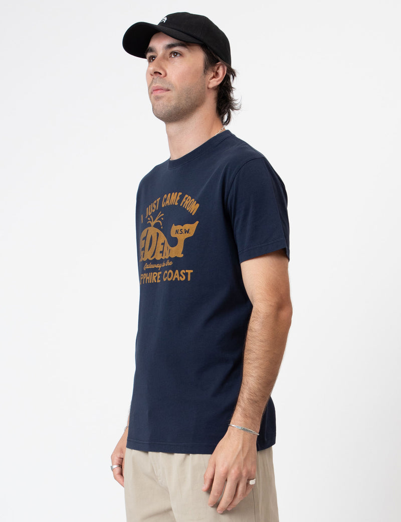 Reginald Organic Print Tee - Eden Navy