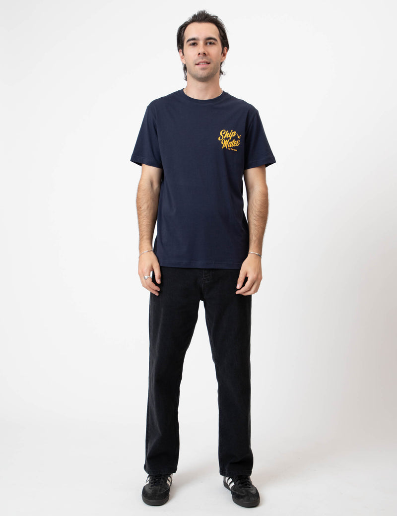 Reginald Organic Print Tee - Ship Mates Navy