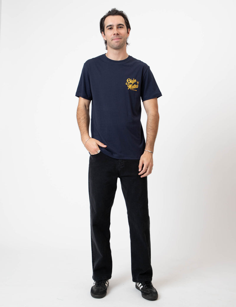 Reginald Organic Print Tee - Ship Mates Navy