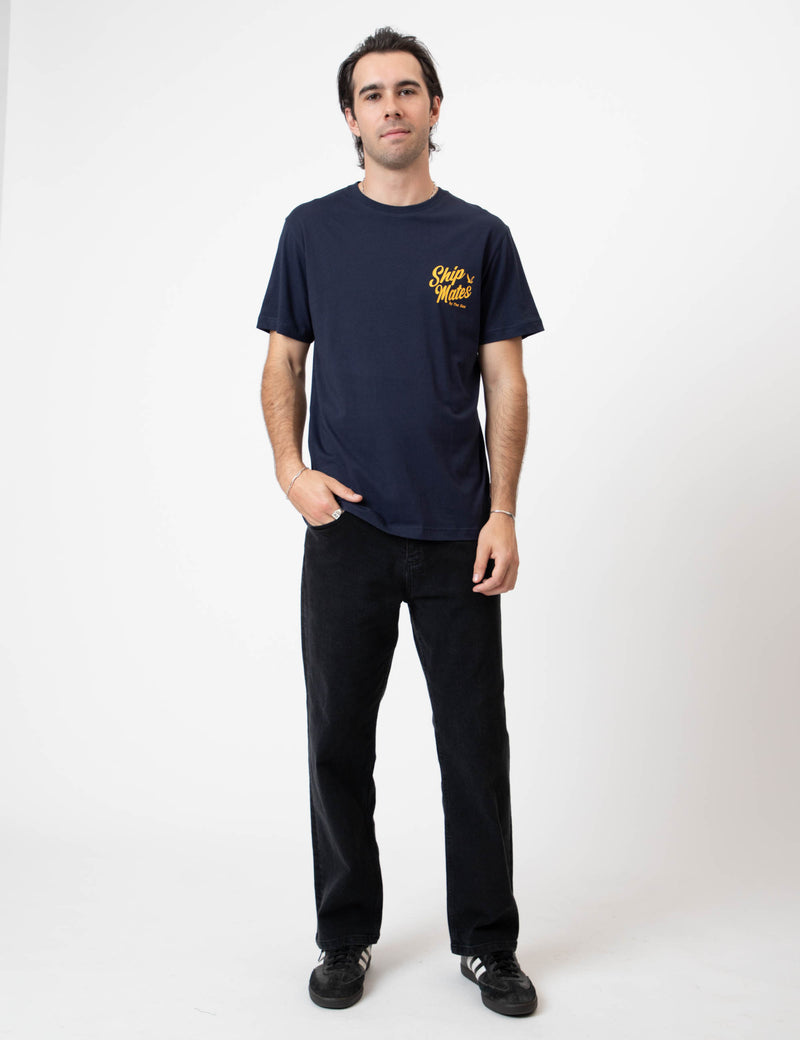 Reginald Organic Print Tee - Ship Mates Navy