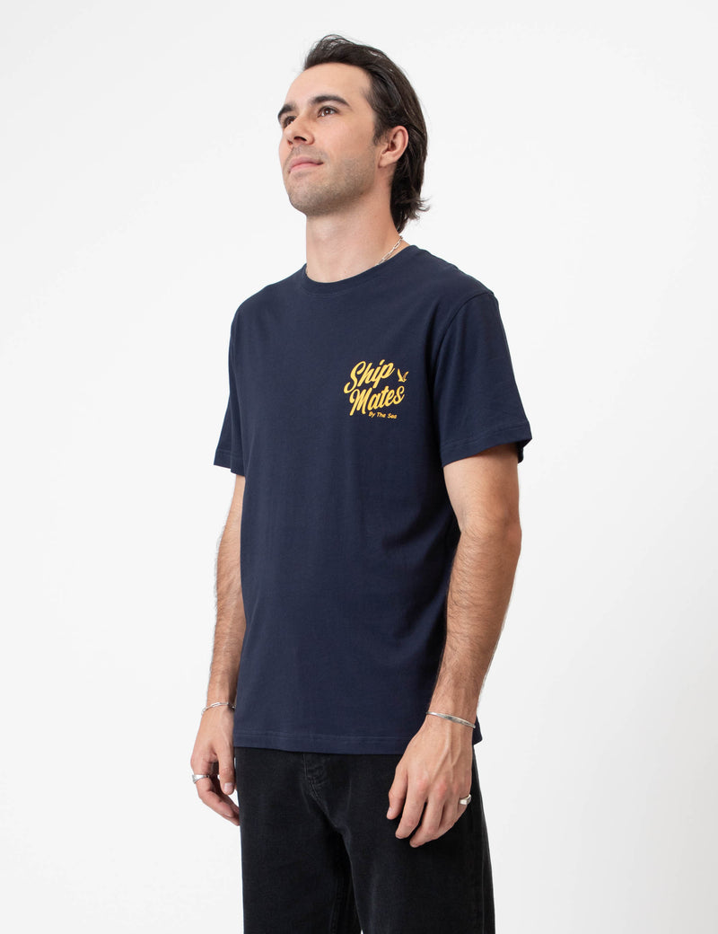 Reginald Organic Print Tee - Ship Mates Navy