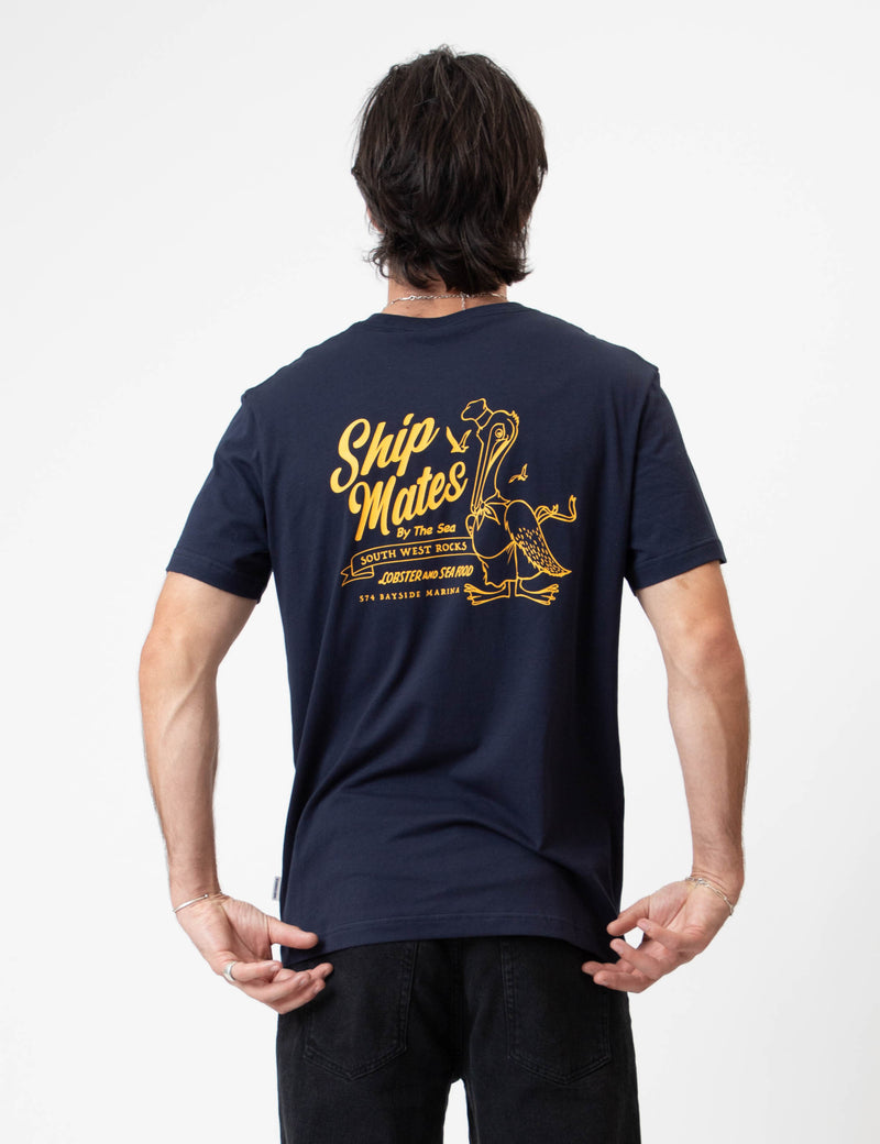 Reginald Organic Print Tee - Ship Mates Navy