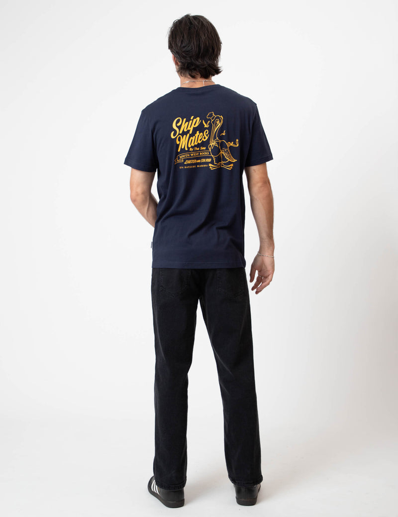 Reginald Organic Print Tee - Ship Mates Navy