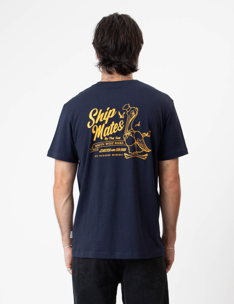 Reginald Organic Print Tee - Ship Mates Navy