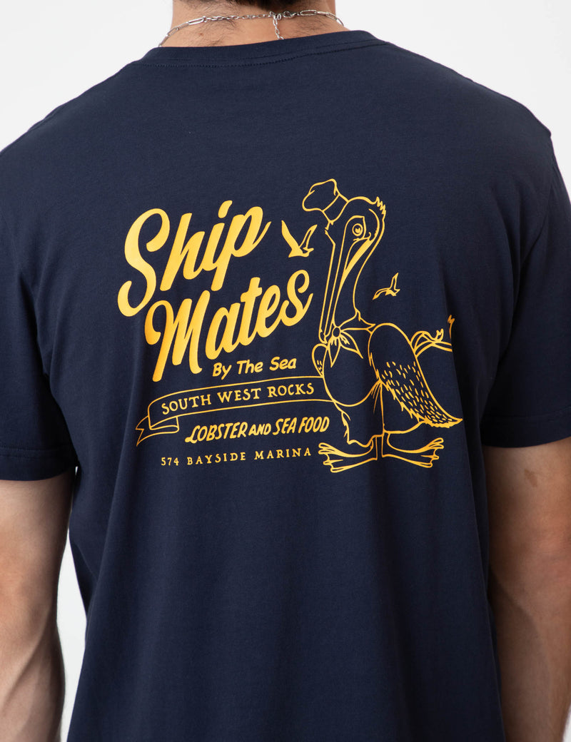 Reginald Organic Print Tee - Ship Mates Navy