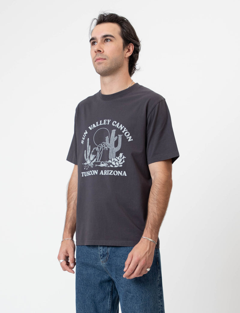 Reginald Organic Print Tee - Sun Valley Vintage Black