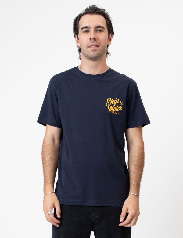 Reginald Organic Print Tee - Ship Mates Navy
