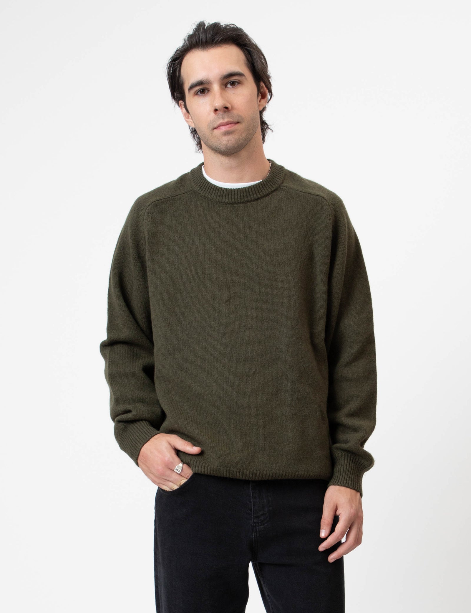 Fred Crew Neck Knit Pullover - Fatigue – Mr Simple