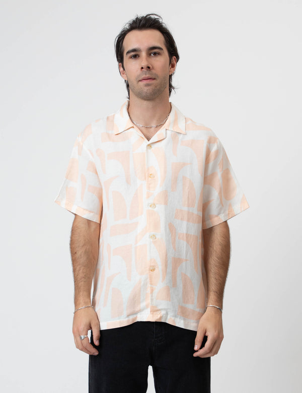 Cuban Short Sleeve Shirt -  Raybeam Snow Peach
