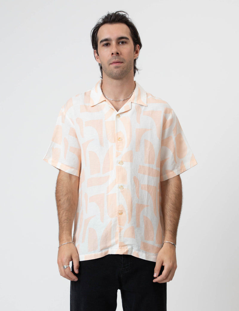 Cuban Short Sleeve Shirt -  Raybeam Snow Peach