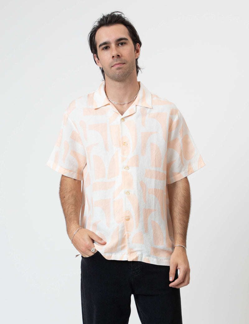 Cuban Short Sleeve Shirt -  Raybeam Snow Peach