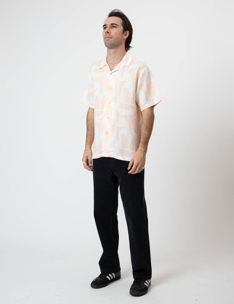 Cuban Short Sleeve Shirt -  Raybeam Snow Peach