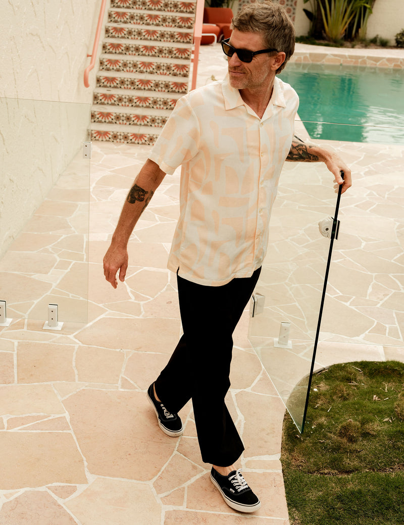 Cuban Short Sleeve Shirt -  Raybeam Snow Peach