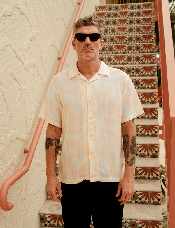 Cuban Short Sleeve Shirt -  Raybeam Snow Peach