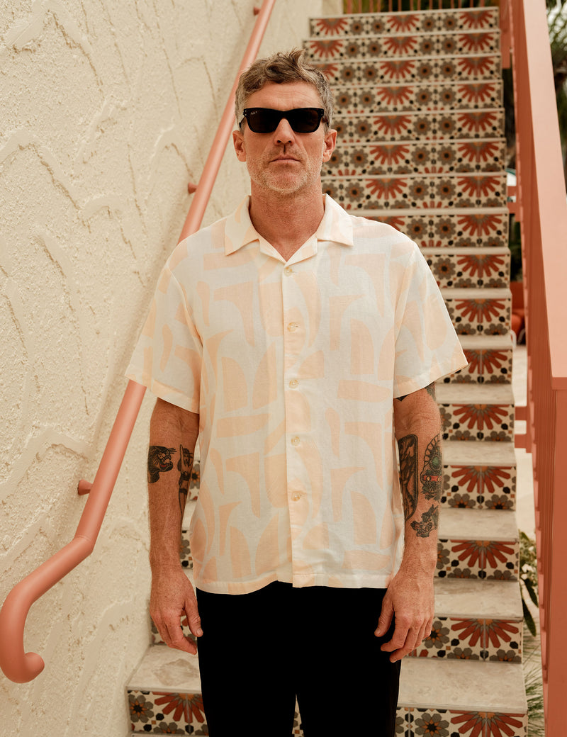 Cuban Short Sleeve Shirt -  Raybeam Snow Peach