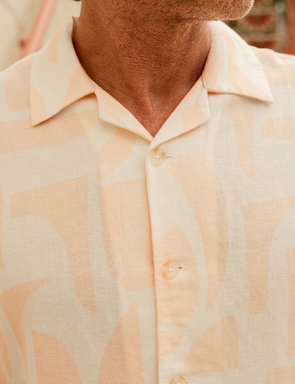 Cuban Short Sleeve Shirt -  Raybeam Snow Peach