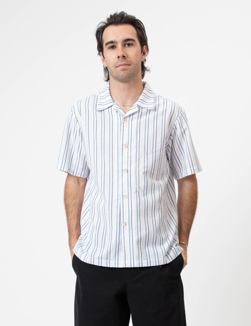 Cuban Short Sleeve Shirt - Palm Beach Seersucker