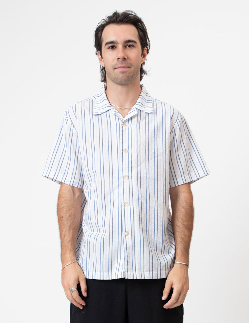 Cuban Short Sleeve Shirt - Palm Beach Seersucker