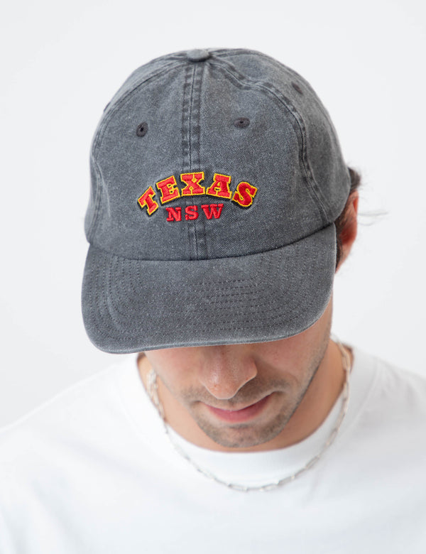 6 Panel Dad Cap - Texas NSW Vintage Black