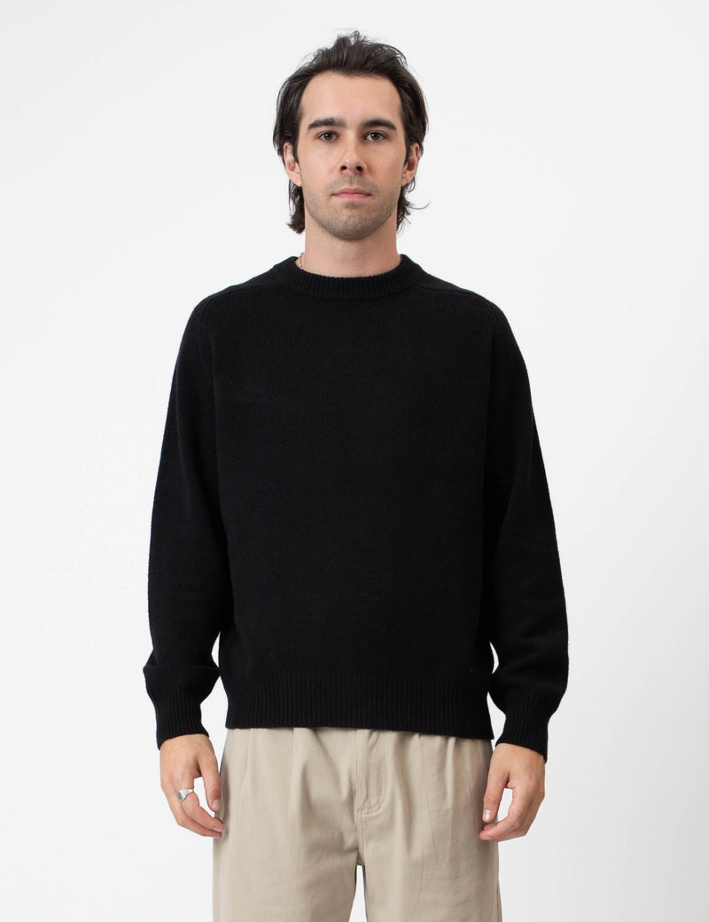 Fred Crew Wool Knit - Black