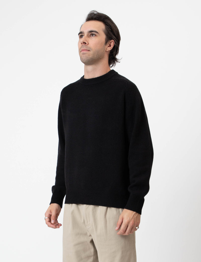 Fred Crew Wool Knit - Black