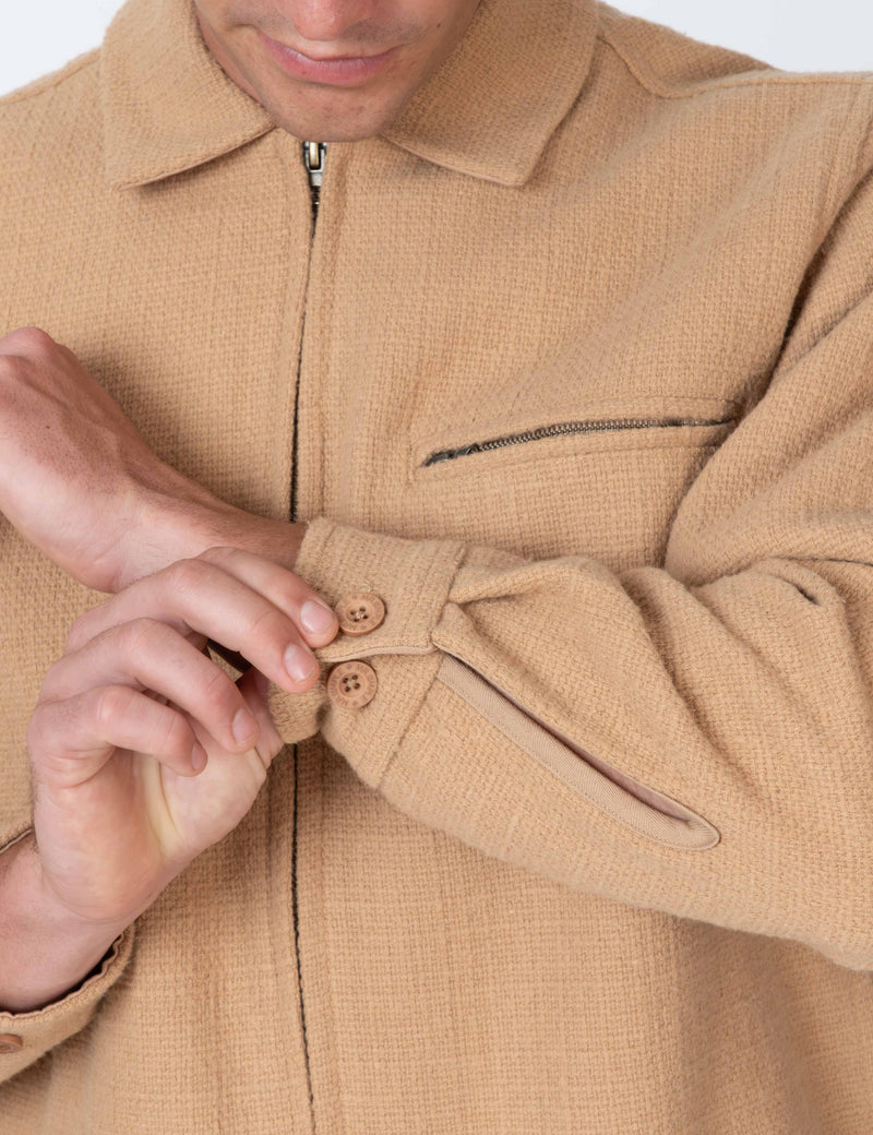 Hudson Zip Thru Jacket Camel | Men's Textured Overshirt | Mr Simple Hudson Zip Thru Jacket Camel | Men's Textured Overshirt | Mr Simple