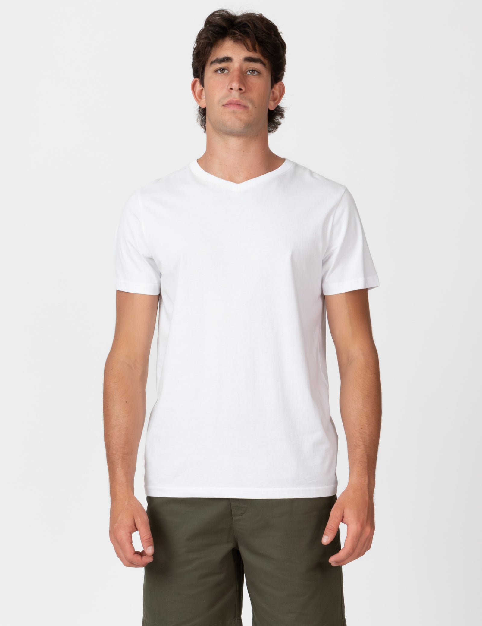 meravel simple comfortable Tee　White Reginald Vee Tee - White – Mr Simple