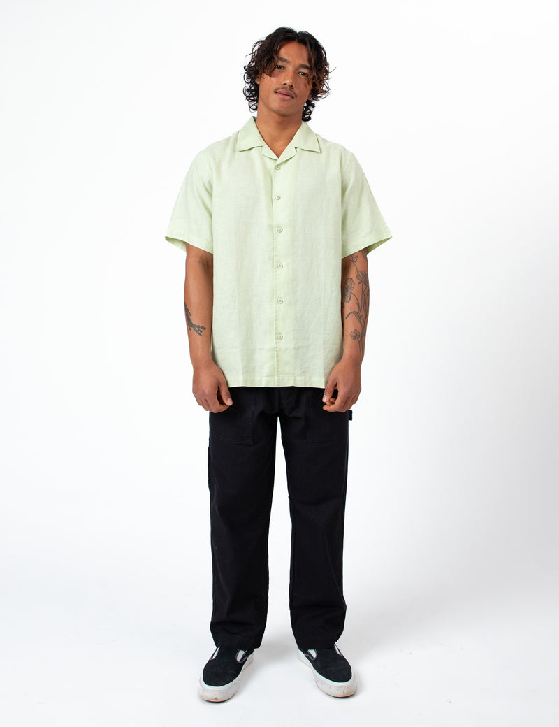 Cuban Short Sleeve Shirt - Fog Green Linen